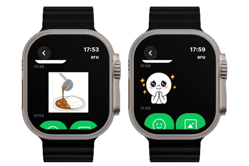 Apple WatchでLINEを使う方法|通知・LINE通話・ログインについても解説 7 Apple Watch LINEアプリの画像とスタンプ表示