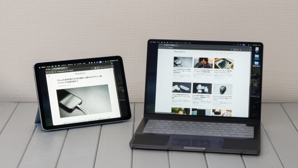 iPadをWindows/Macのサブディスプレイとして使う方法【キャプチャデバイス(UVC)とSidecar】 18 SidecarでiPadをMacのサブディスプレイとして使用している様子
