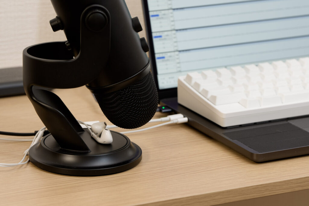 EarPodsの遅延を計測している様子