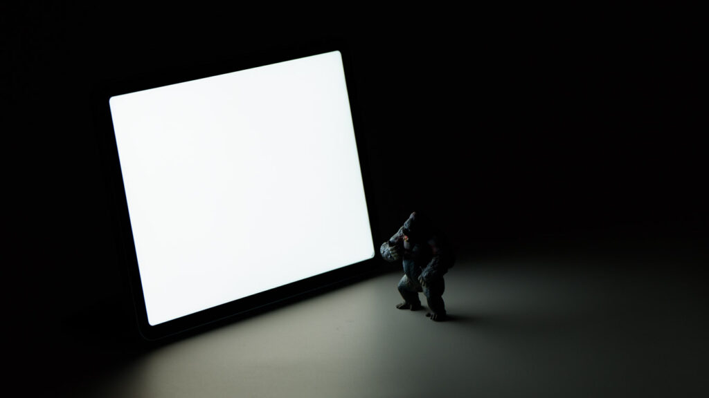 ライトのないiPad Airで懐中電灯アプリを使用している様子