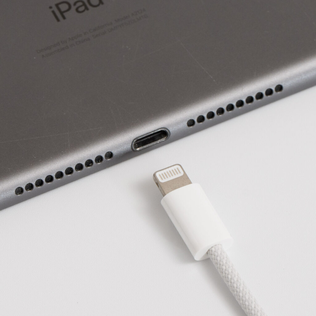 iPad mini(第5世代)のLightningポートとLightningケーブル