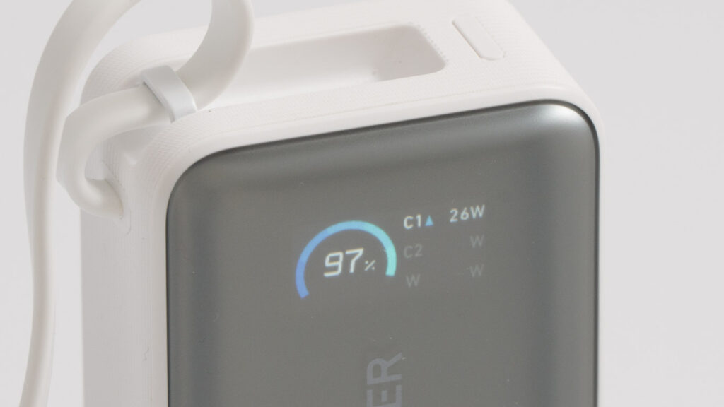 Anker MagGo Power Bank (10000mAh, 35W, For Apple Watch)の充電中のディスプレイ表示