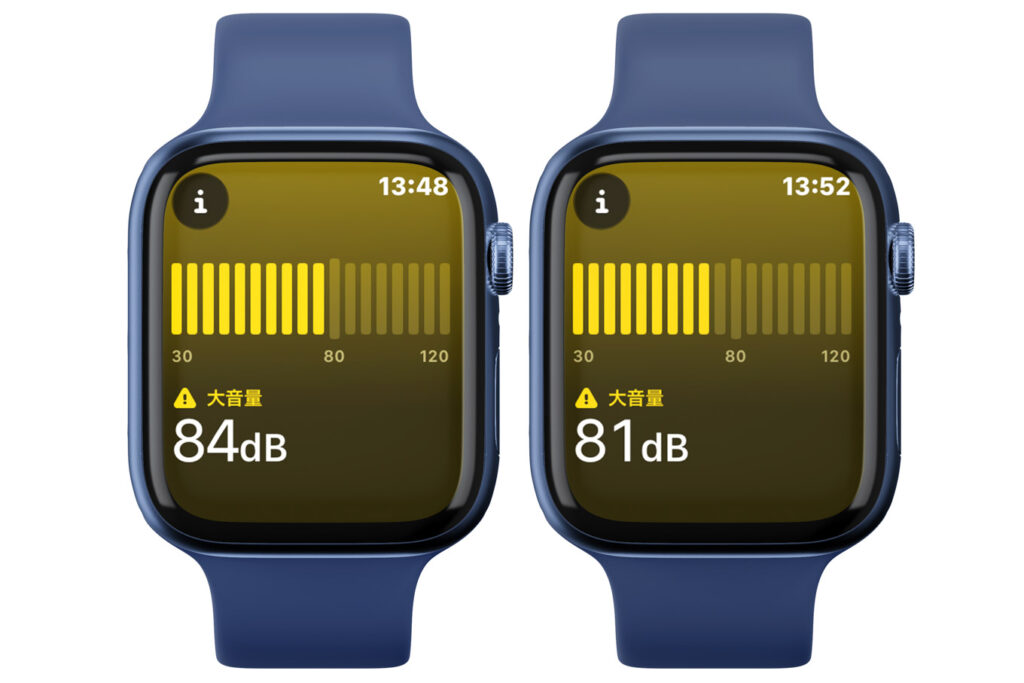 AirTag(第2世代)とUGREEN FineTrack Smart Finderの音量を計測している様子