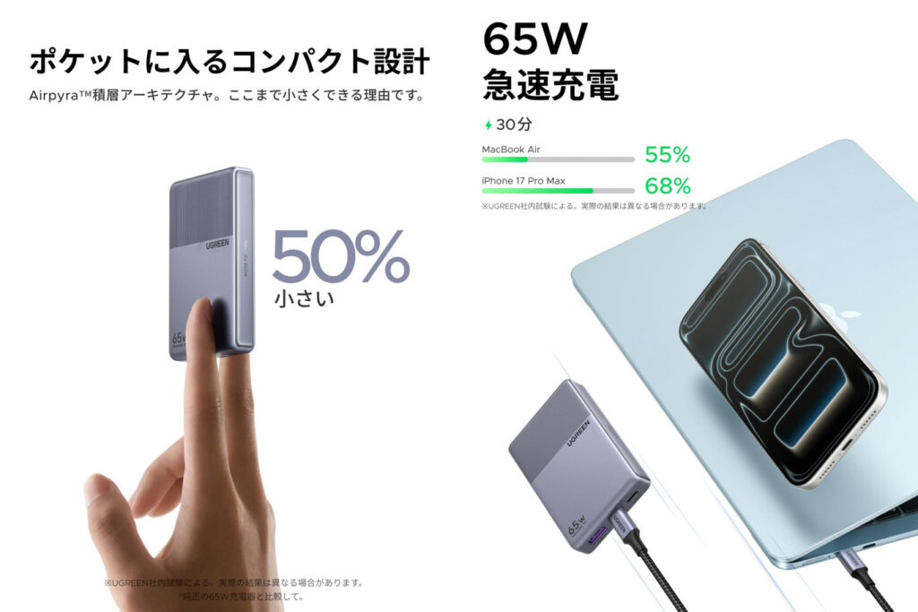 UGREEN Nexode Air 65W Slimの商品画像(出典:Amazon)