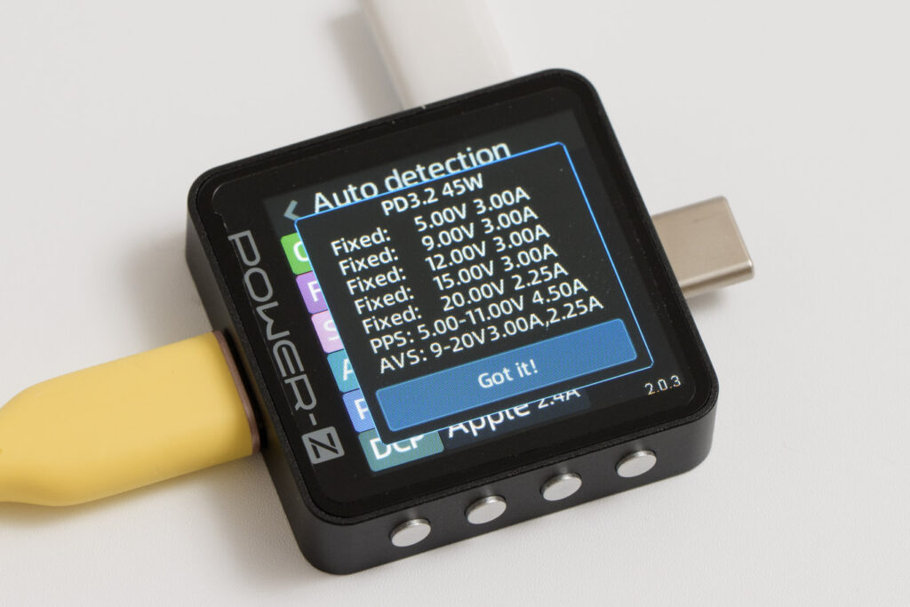 UGREEN Nexode Air 45WのUSB PDのPDO