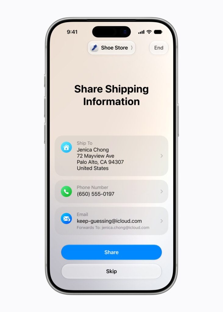 iOS 27の「タップして共有」で店舗の決済端末にiPhoneをかざして情報を共有している様子