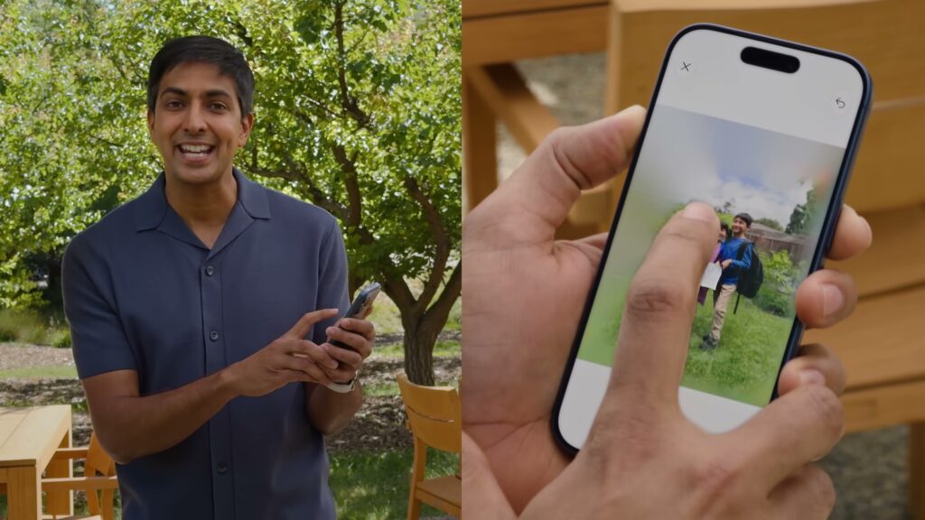 iOS 27の写真アプリに追加される「空間リフレーム」で写真の構図を撮影後に変更しているデモ画面