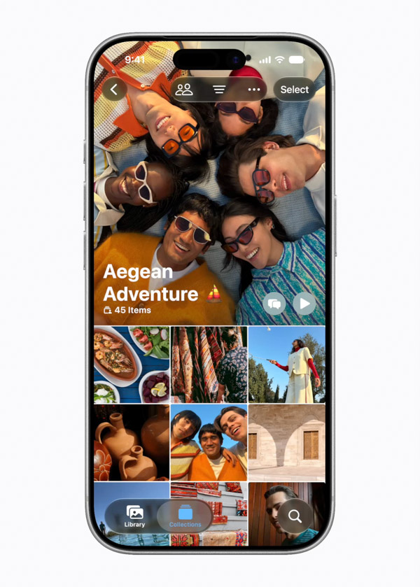 iOS 27の写真アプリのiCloud共有アルバム画面。参加者アイコンとフィルターのボタンが上部に並ぶ
