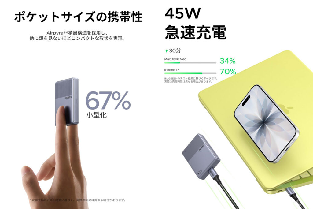 UGREEN Nexode Air 45W Slimの製品画像