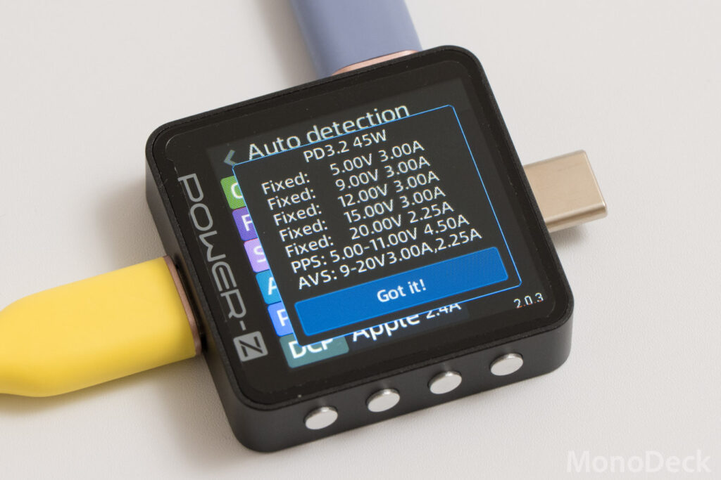 UGREEN Nexode Air 45W SlimのUSB PDのPDO